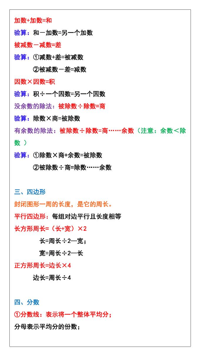 【2025秋新版】三年级数学上册必背内容汇总-shxbox省心宝盒