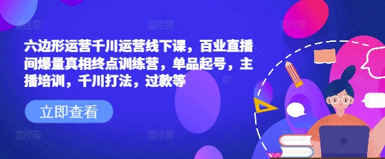 六边形运营千川运营线下课，百业直播间爆量真相终点训练营，单品起号，主播培训，千川打法，过款等-shxbox省心宝盒