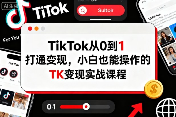 TikTok从0到1打通变现，小白也能操作的TK变现实战课程-shxbox省心宝盒