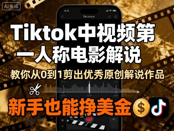 Tiktok中视频第一人称电影解说，教你从0到1剪出一个优秀的原创解说作品，新手也能挣美金-shxbox省心宝盒