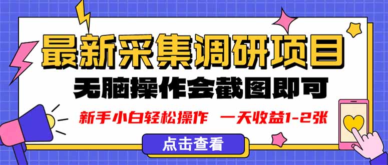新版采集调研项目，截图上传即可，无脑操作，日收益1-2张-shxbox省心宝盒