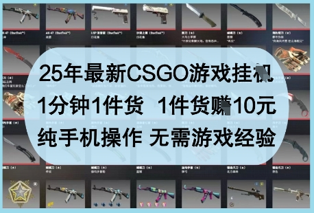 25年最新CSGO游戏挂G，1分钟1件货，1件货挣10元，纯手机操作，无需游戏经验【揭秘】-shxbox省心宝盒