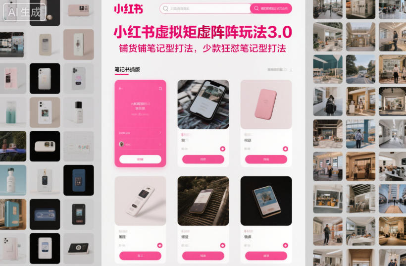 小红书虚拟矩阵玩法3.0，铺货铺笔记型打法，少款狂怼笔记型打法-shxbox省心宝盒