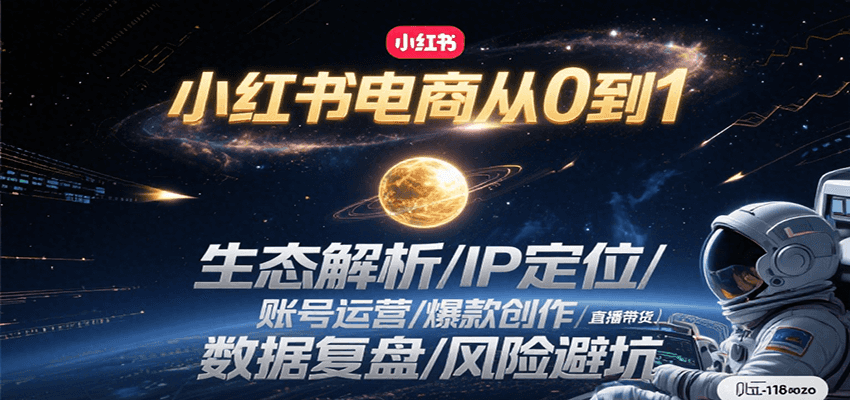 小红书电商从0到1：生态解析/IP定位/ 账号运营/爆款创作/直播带货/数据复盘/风险避坑-shxbox省心宝盒