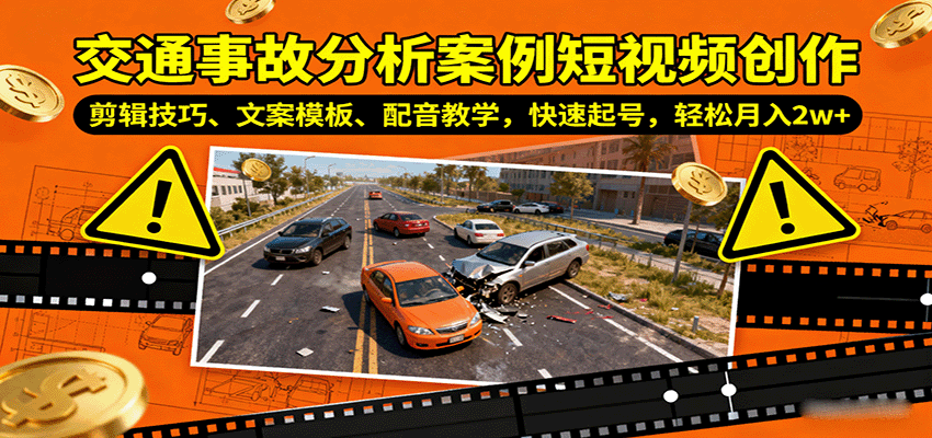 图片[1]-交通事故分析案例短视频创作，剪辑技巧、文案模板、配音教学，快速起号，轻松月入2w+-shxbox省心宝盒