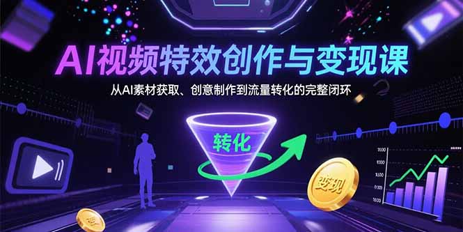 AI视频特效创作与变现课:从AI素材获取、创意制作到流量转化的完整闭环-shxbox省心宝盒
