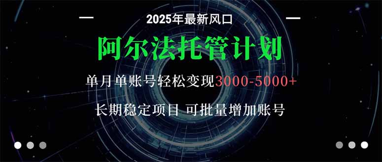 阿尔法托管计划 单账号月入3000-5000，长期稳定项目，新手小白轻松上手。-shxbox省心宝盒