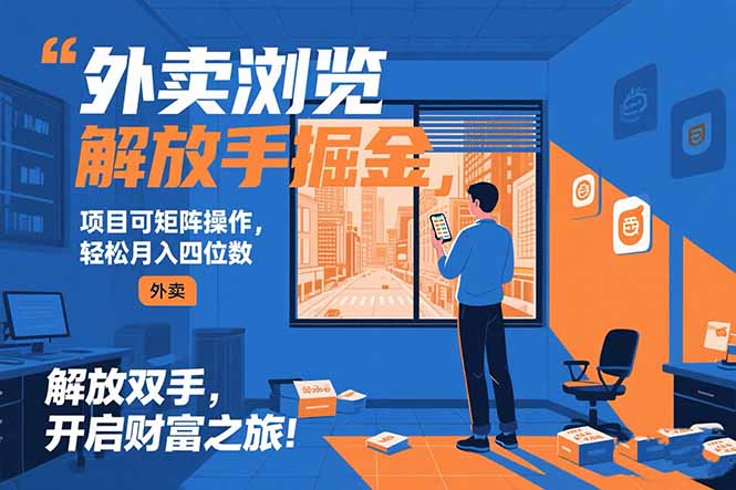 外卖浏览掘金项目 可矩阵操作 轻松日入500+-shxbox省心宝盒