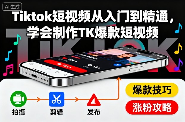 Tiktok短视频从入门到精通，学会制作TK爆款短视频-shxbox省心宝盒