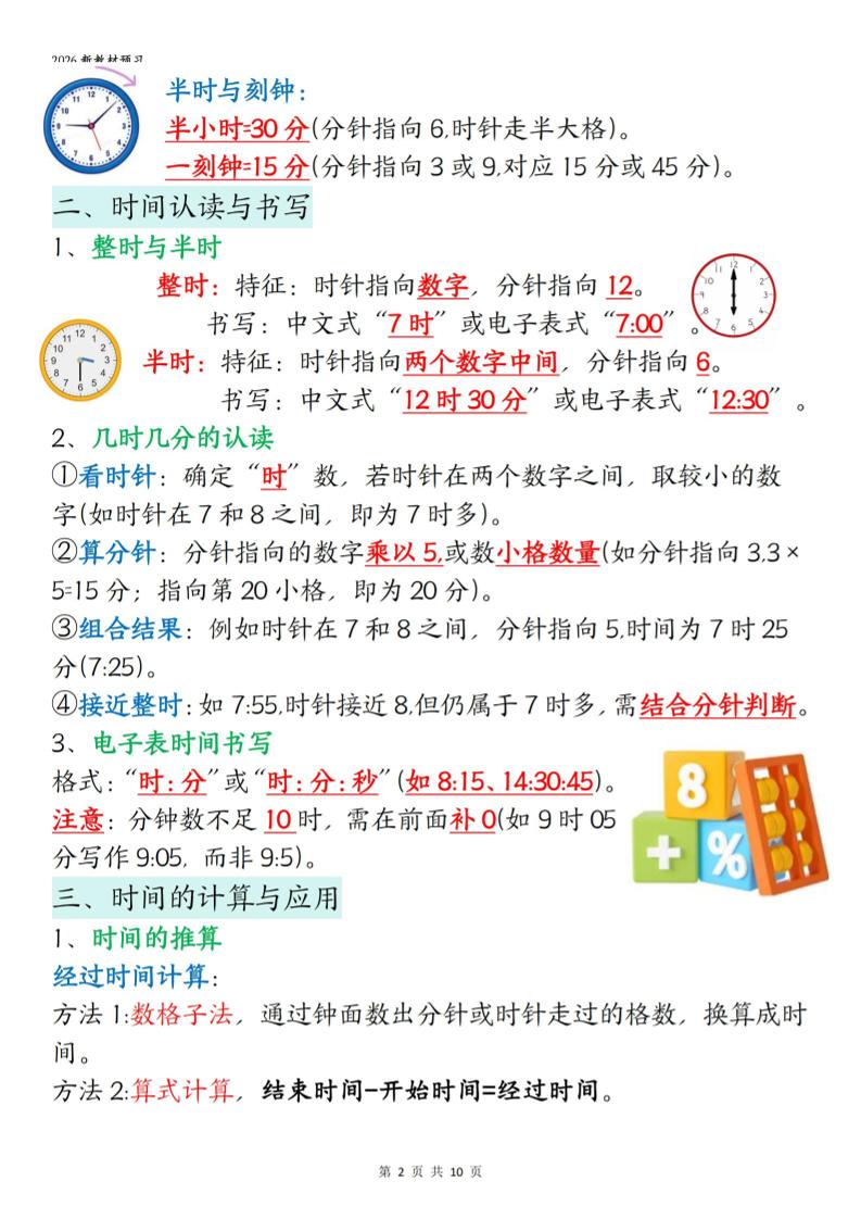 26春二下数学寒假预习知识点汇总10页-shxbox省心宝盒