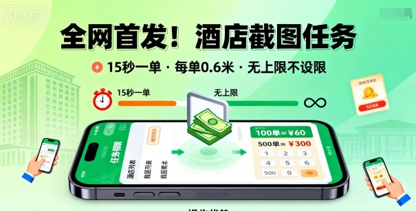 全网首发！酒店截图任务，15秒一单，每单0.6米，任务无上限不设限，矩阵操作单日3张到手【揭秘】-shxbox省心宝盒