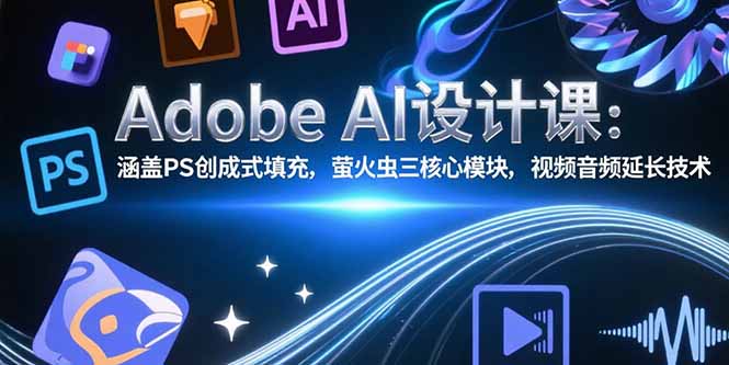 Adobe AI设计课:涵盖PS创成式填充,萤火虫三核心模块,视频音频延长技术-shxbox省心宝盒