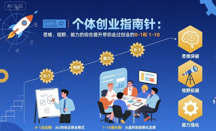 个体创业指南针，思维、视野、能力的综合提升带你走过创业的0-1和1-10【音频】-shxbox省心宝盒