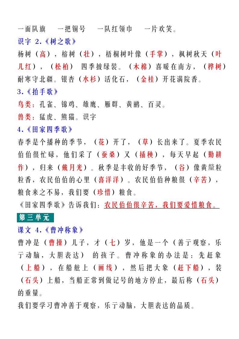 【2025秋新版】二年级语文上册期末各课中心思想总结-shxbox省心宝盒