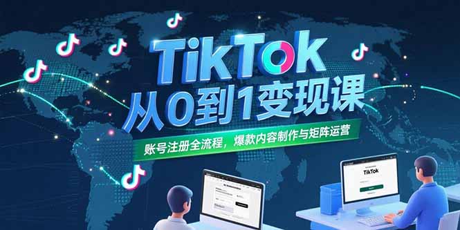 TikTok从0到1变现课，账号注册全流程，爆款内容制作与矩阵运营-shxbox省心宝盒