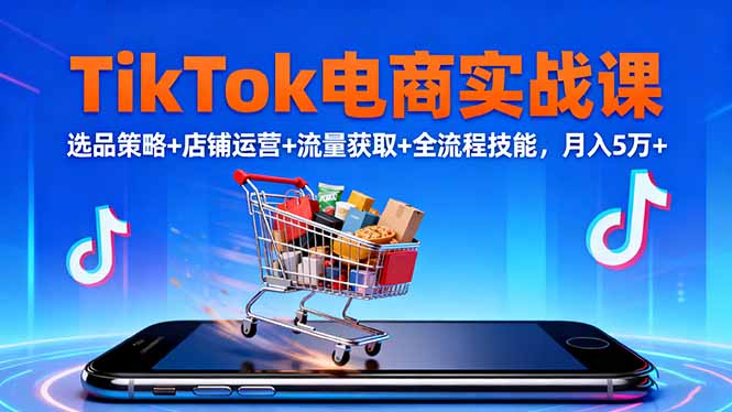 TikTok电商实战课10月，选品策略+店铺运营+流量获取+全流程技能，月入5万+-shxbox省心宝盒