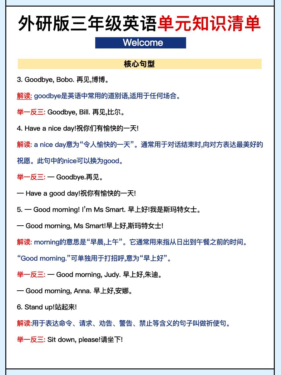 外研三上英语知识清单全-shxbox省心宝盒