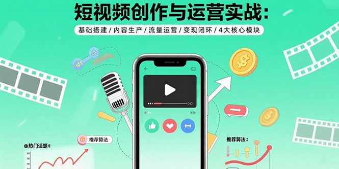 短视频创作与运营实战：基础搭建/内容生产/流量运营/变现闭环/4大核心模块-shxbox省心宝盒