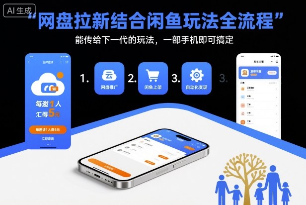 网盘拉新结合闲鱼玩法全流程，能传给下一代的玩法，一部手机即可搞定(附入口渠道以及实操教程)-shxbox省心宝盒
