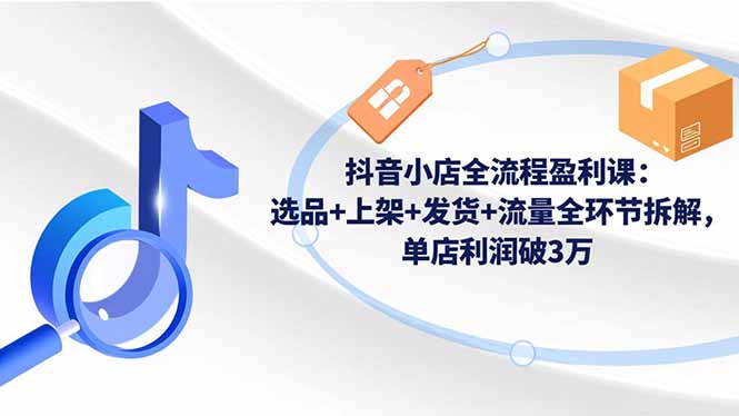 抖音小店全流程盈利课：选品+上架+发货+流量全环节拆解，单店利润破3万-shxbox省心宝盒