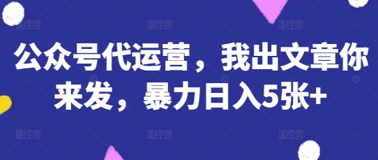 公众号代运营,我出文章你来发,暴力日入5张+【揭秘】-shxbox省心宝盒