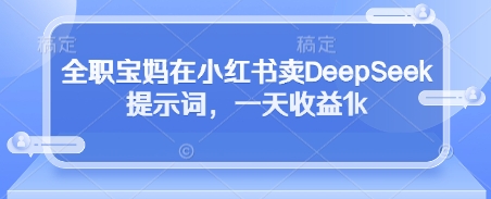 全职宝妈在小红书卖DeepSeek提示词，一天收益1k-shxbox省心宝盒