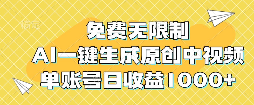 免费无限制，AI一键生成原创中视频，单账号日收益1000+-shxbox省心宝盒