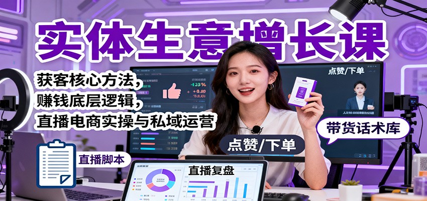 实体生意增长课：获客核心方法，赚钱底层逻辑，直播电商实操与私域运营-shxbox省心宝盒