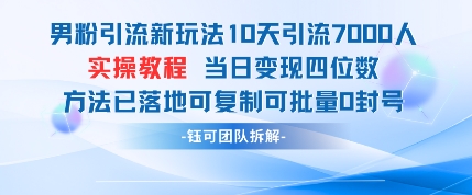 男粉引流新玩法10天引流7000人当日变现四位数可复制可批量0封号-shxbox省心宝盒