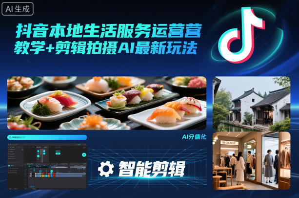 抖音本地生活服务运营教学+剪辑拍摄AI最新玩法-shxbox省心宝盒