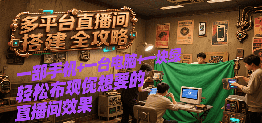 多平台直播间搭建全攻略，一部手机+一台电脑+一块绿布轻松实现你想要的直播间效果-shxbox省心宝盒