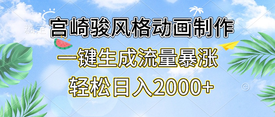 宫崎骏风格动画制作，一键生成流量暴涨，轻松日入2000+-shxbox省心宝盒