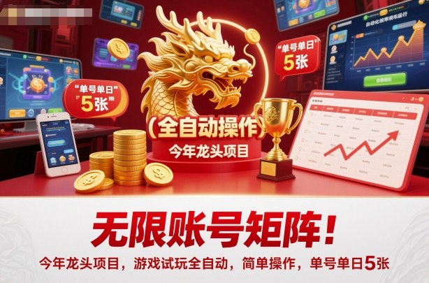 无限账号矩阵！今年龙头项目，游戏试玩全自动，简单操作，单号单日5张【揭秘】-shxbox省心宝盒