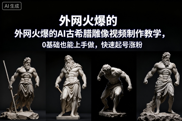 外网火爆的AI古希腊雕像视频制作教学，0基础也能上手做，快速起号涨粉-shxbox省心宝盒