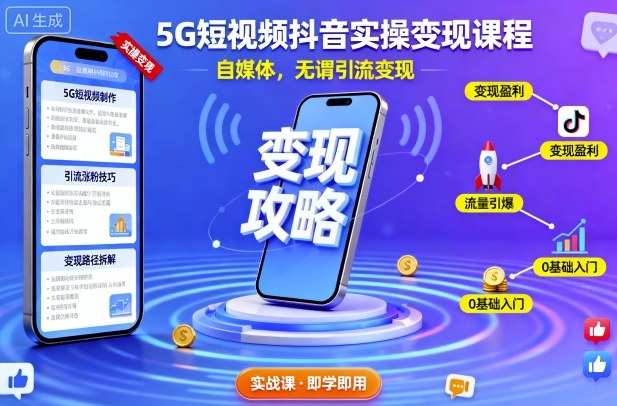 5G短视频抖音实操变现课程，自媒体，无谓引流变现-shxbox省心宝盒