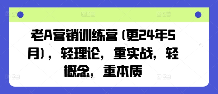 老A营销训练营(更25年8月)，轻理论，重实战，轻概念，重本质-shxbox省心宝盒