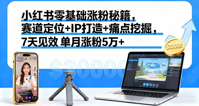 小红书零基础涨粉秘籍，赛道定位+IP打造+痛点挖掘，7天见效 单月涨粉5万+-shxbox省心宝盒