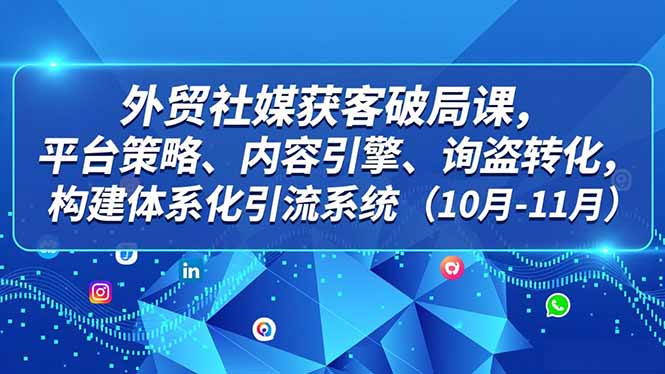 外贸 社媒获客破局课，平台策略、内容引擎、询盘转化，构建体系化引流系统(10月-11月-shxbox省心宝盒
