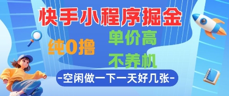 快手小程序掘金，纯0撸，单价高不养机 利用空闲时间做一做，一天好几张【揭秘】-shxbox省心宝盒