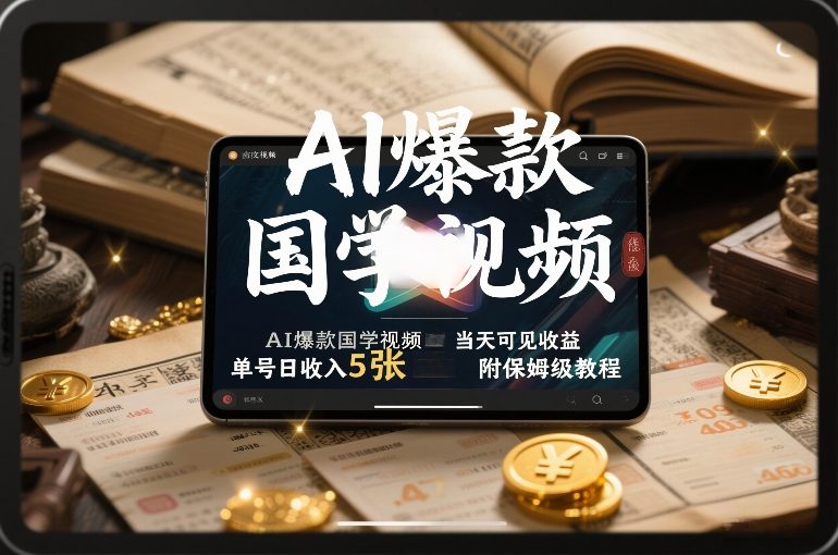 AI爆款国学视频，独家起号方法，小白直接上手，当天可见收益，单号日收入5张+附保姆级教程-shxbox省心宝盒