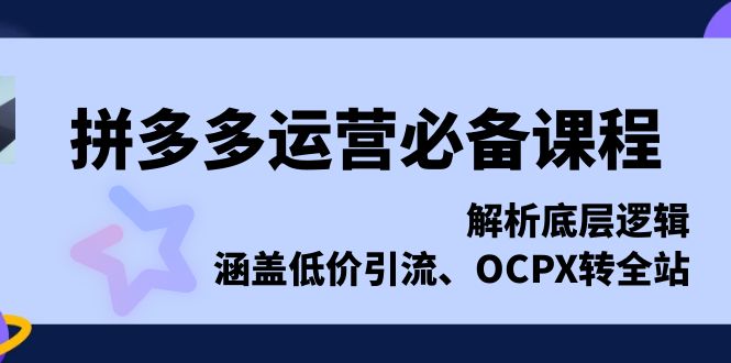 拼多多运营必备课程，解析底层逻辑，涵盖低价引流、OCPX转全站-shxbox省心宝盒