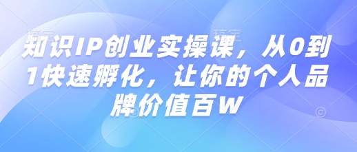知识IP创业实操课，从0到1快速孵化，让你的个人品牌价值百W-shxbox省心宝盒