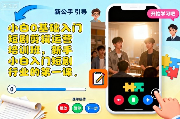 小白0基础入门短剧剪辑运营培训班，新手小白入门短剧行业的第一课-shxbox省心宝盒