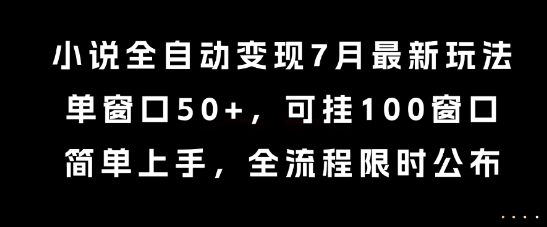 小说全自动变现7月玩法，单窗口50+，可挂100窗口，简单上手，全流程限时公布【揭秘】-shxbox省心宝盒