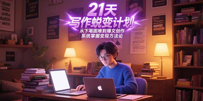 21天写作蜕变计划，从下笔困难到爆文创作，系统掌握变现方法论-shxbox省心宝盒