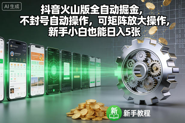 抖音火山版全自动掘金，不封号自动操作，可矩阵放大操作，新手小白也能日入5张【揭秘】-shxbox省心宝盒