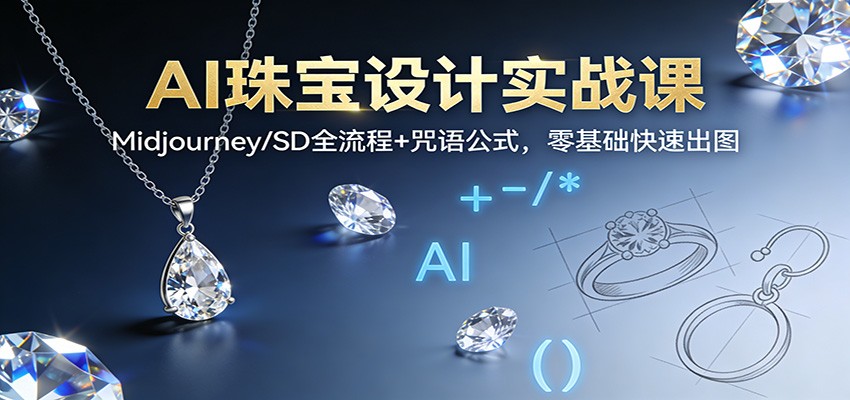 AI珠宝设计实战课：Midjourney/SD全流程+咒语公式，零基础快速出图-shxbox省心宝盒