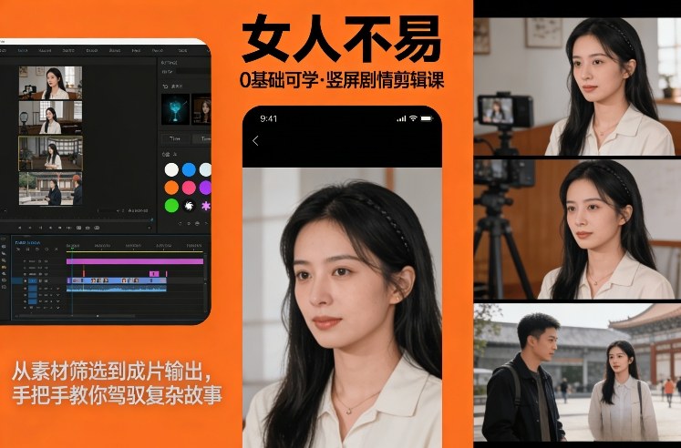 0基础可学！《女人不易》竖屏剧情剪辑课，从素材筛选到成片输出，手把手教你驾驭复杂故事-shxbox省心宝盒