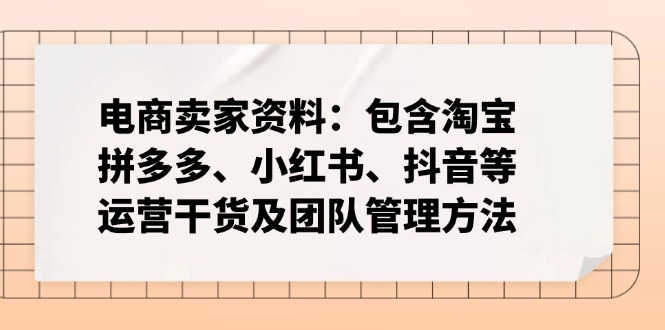电商卖家资料：包含淘宝、拼多多、小红书、抖音等运营干货及团队管理方法-shxbox省心宝盒