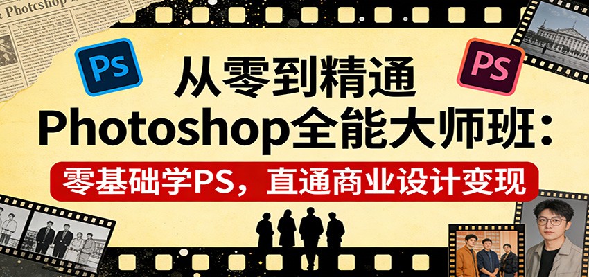 从零到精通Photoshop全能大师班：零基础学PS，直通商业设计变现-shxbox省心宝盒